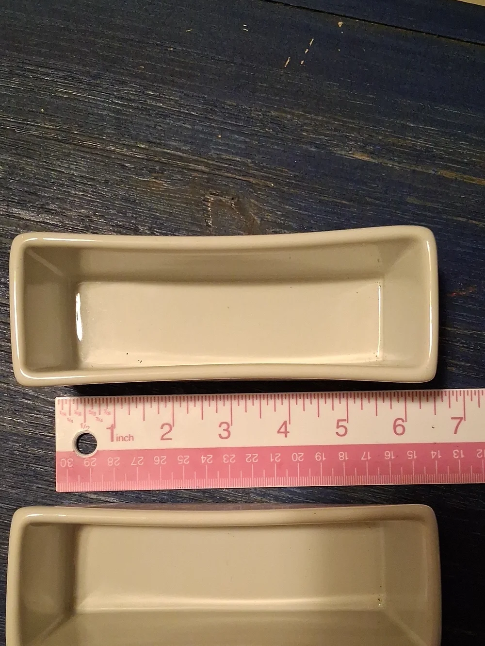 White Ceramic Rectangular Bathroom Dish - Set of 2
